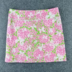 Lilly Pulitzer Skirt Pink‎ Green Butterflies  Flowers Lace Size 2